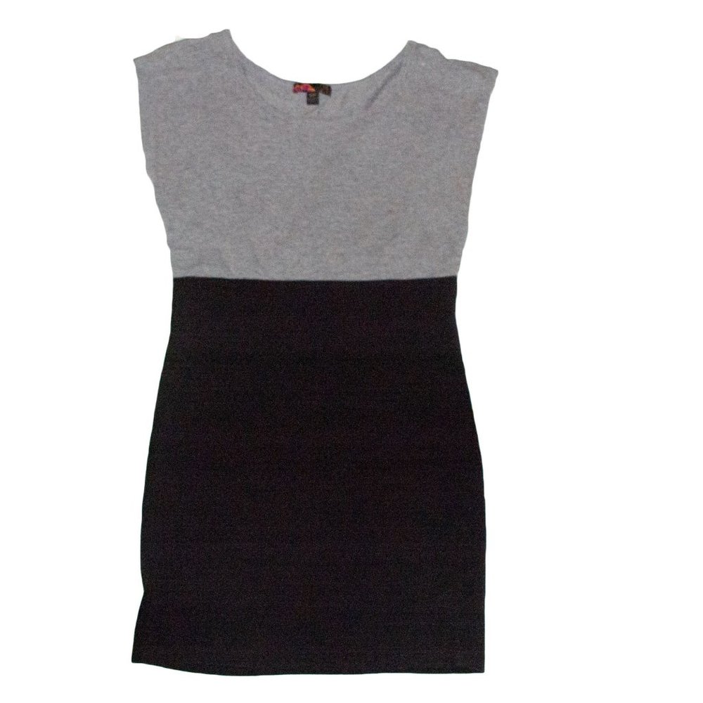 Gray and Black Sleeveless Pencil Dress